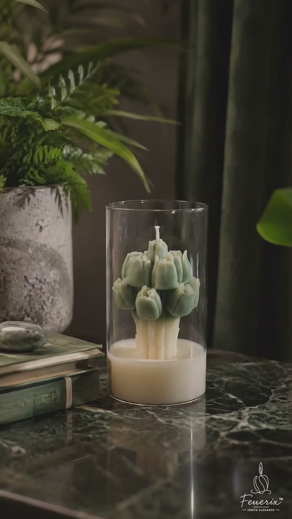 Succulent Plant Candle in Glass Jar | Handmade Soy Wax Decorative Candle | Botanical Home Décor Candle | Luxury Gift Candle
