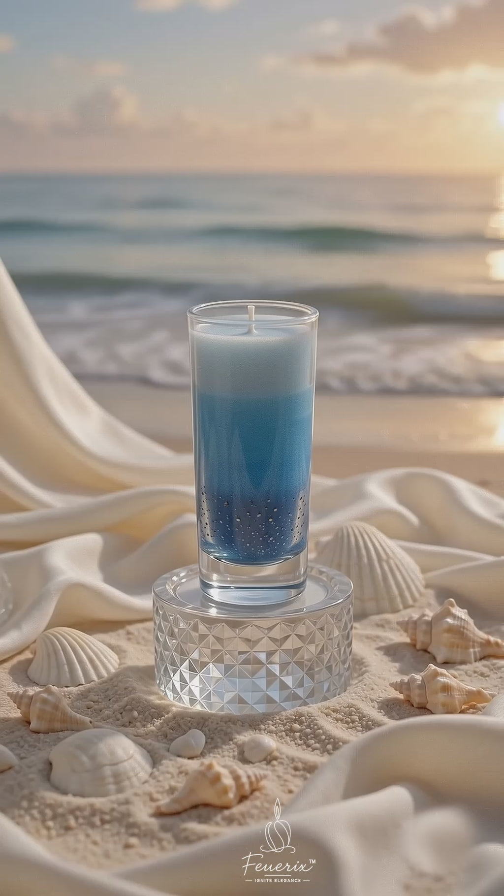 Ocean Breeze Layered Gel Wax Candle | Handmade Decorative Scented Candle | Premium Glass Jar Candle for Home Décor & Gift